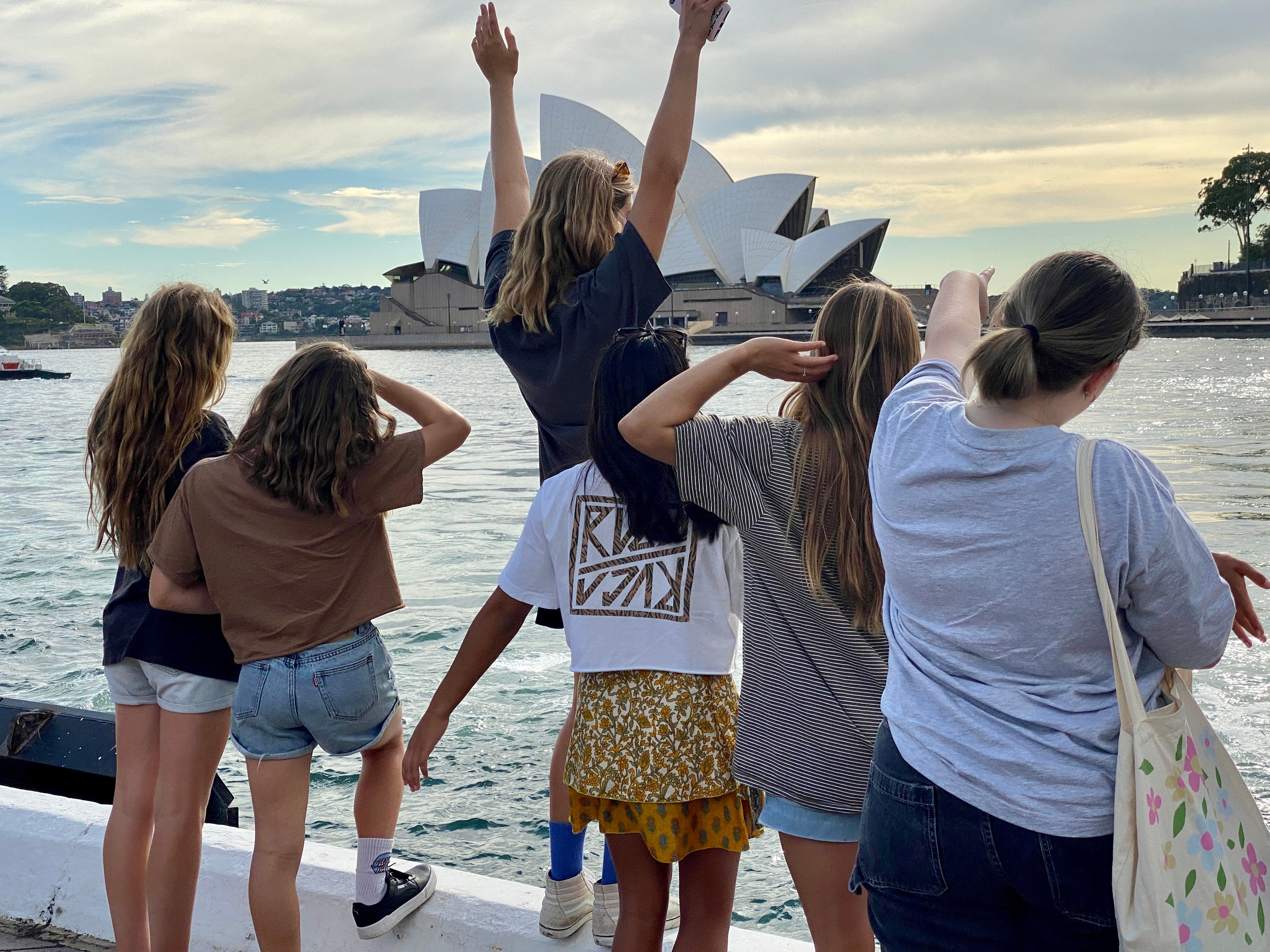 Opening time: Young tourists in Sydney Harbour