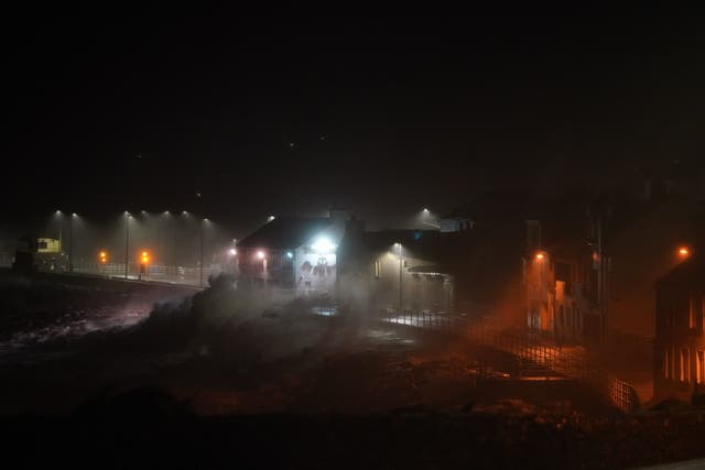 <p>Storm Franklin makes landfall at Doolin Pier in County Clare on the west coast of Ireland on Monday morning </p>