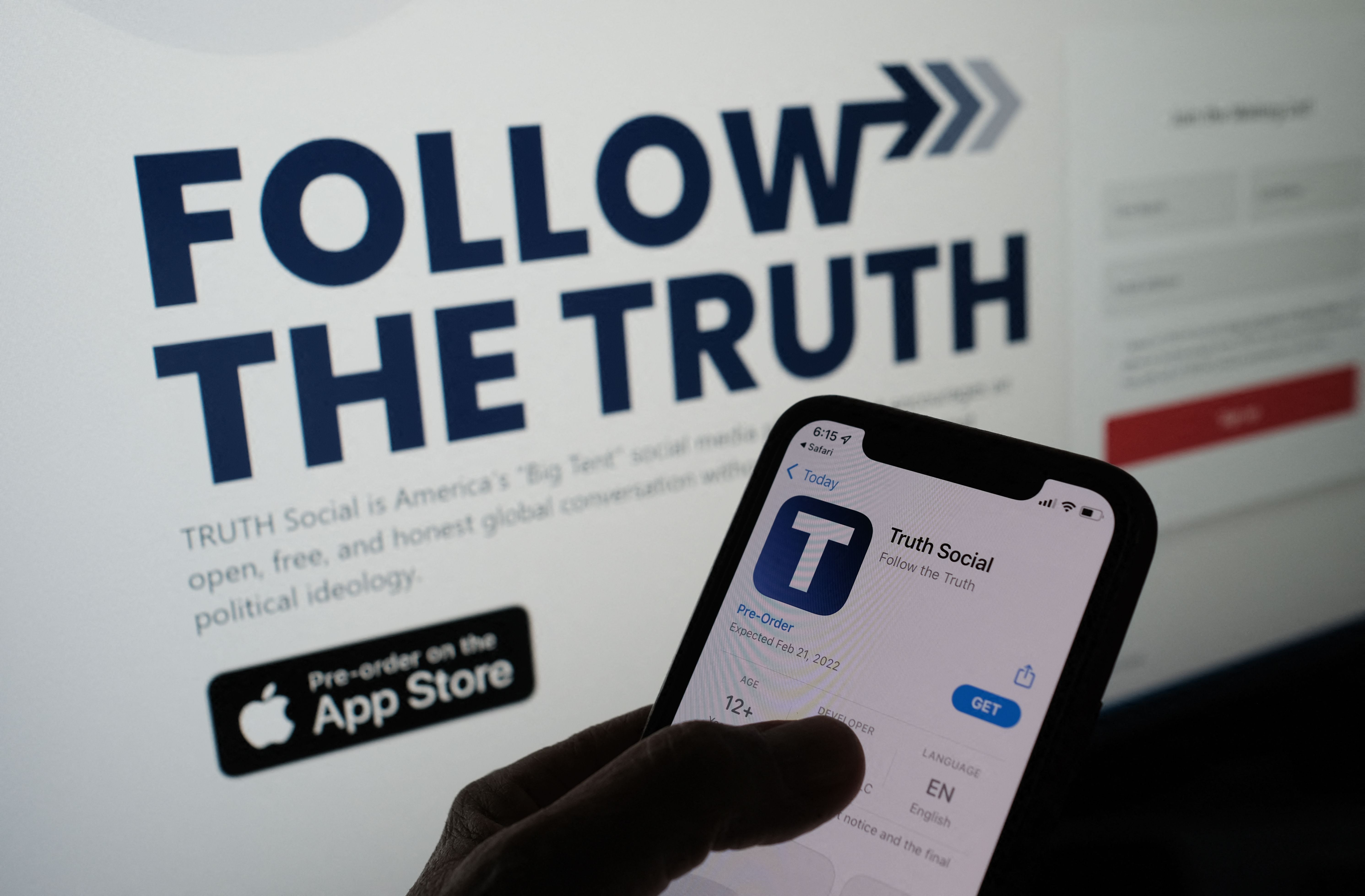 File: The Android version of the Truth Social app has not yet been made public