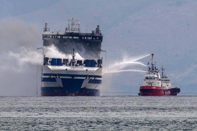 APTOPIX Greece Ferry Fire
