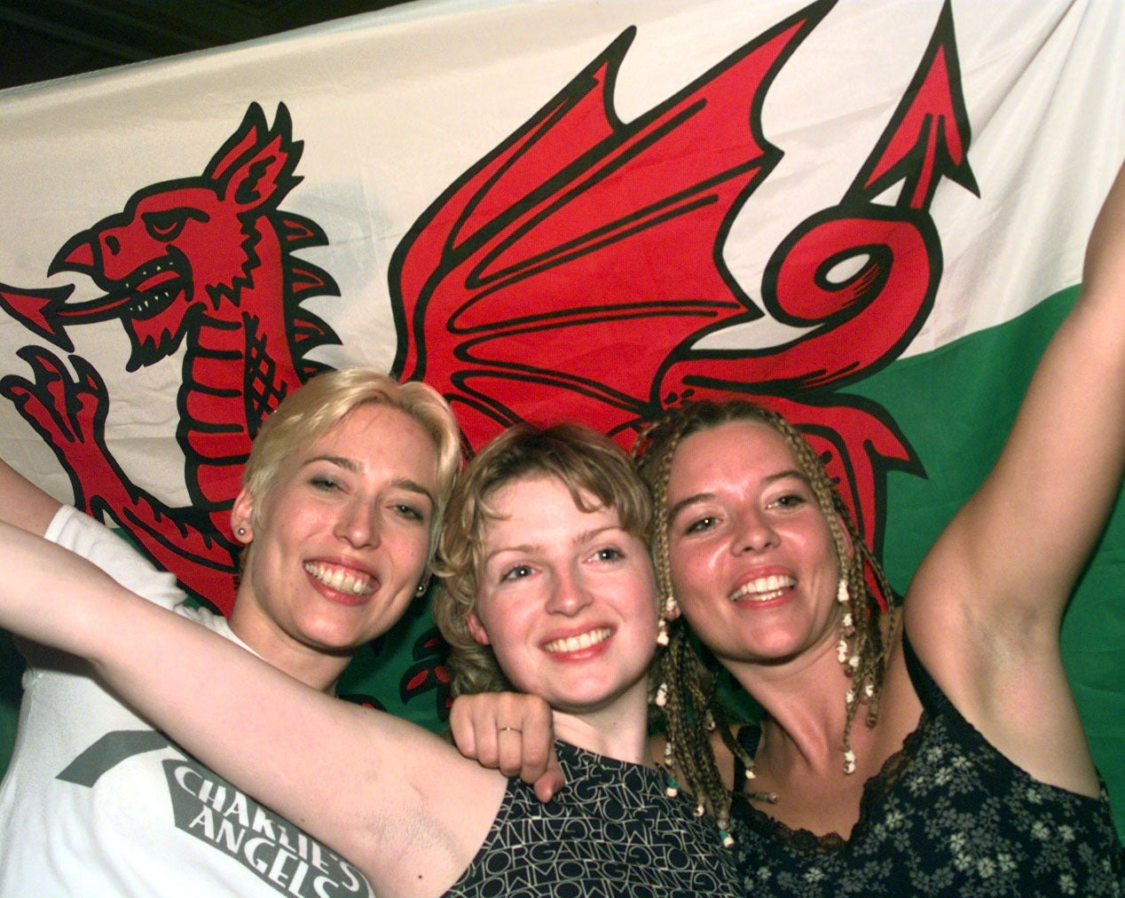 ‘Yes’ supporters celebrate the Welsh devolution referendum victory in 1997