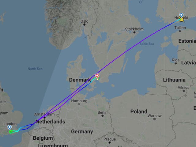 <p>Flight D82766 was diverted to Copenhagen due to Storm Eunice</p>