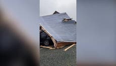 Storm Eunice: Shell of cabins remains after roof torn clean off during strong winds