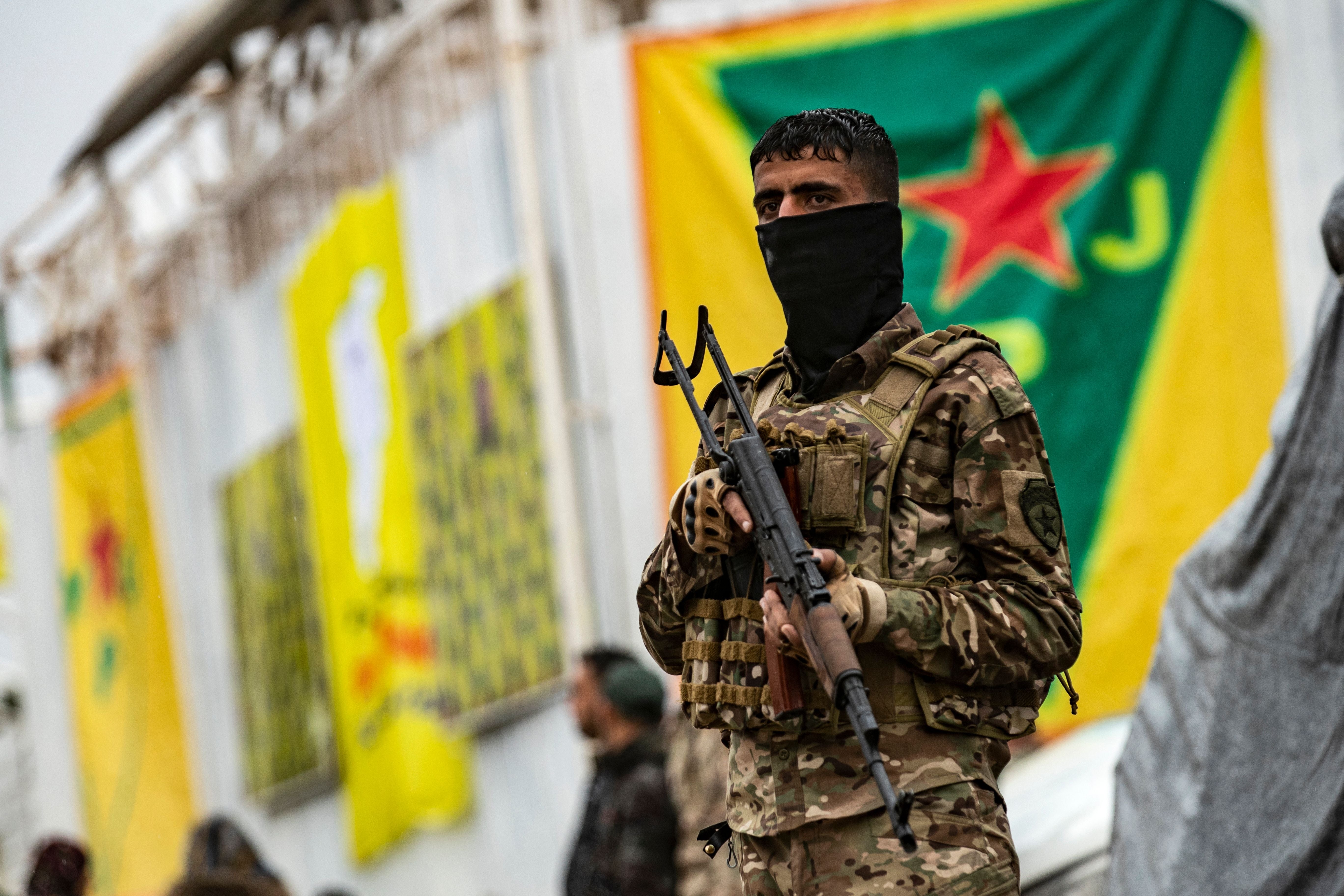 Fighters of the Kurdish-led Syrian Democratic Forces (SDF) in Deir Ezzor, Syria