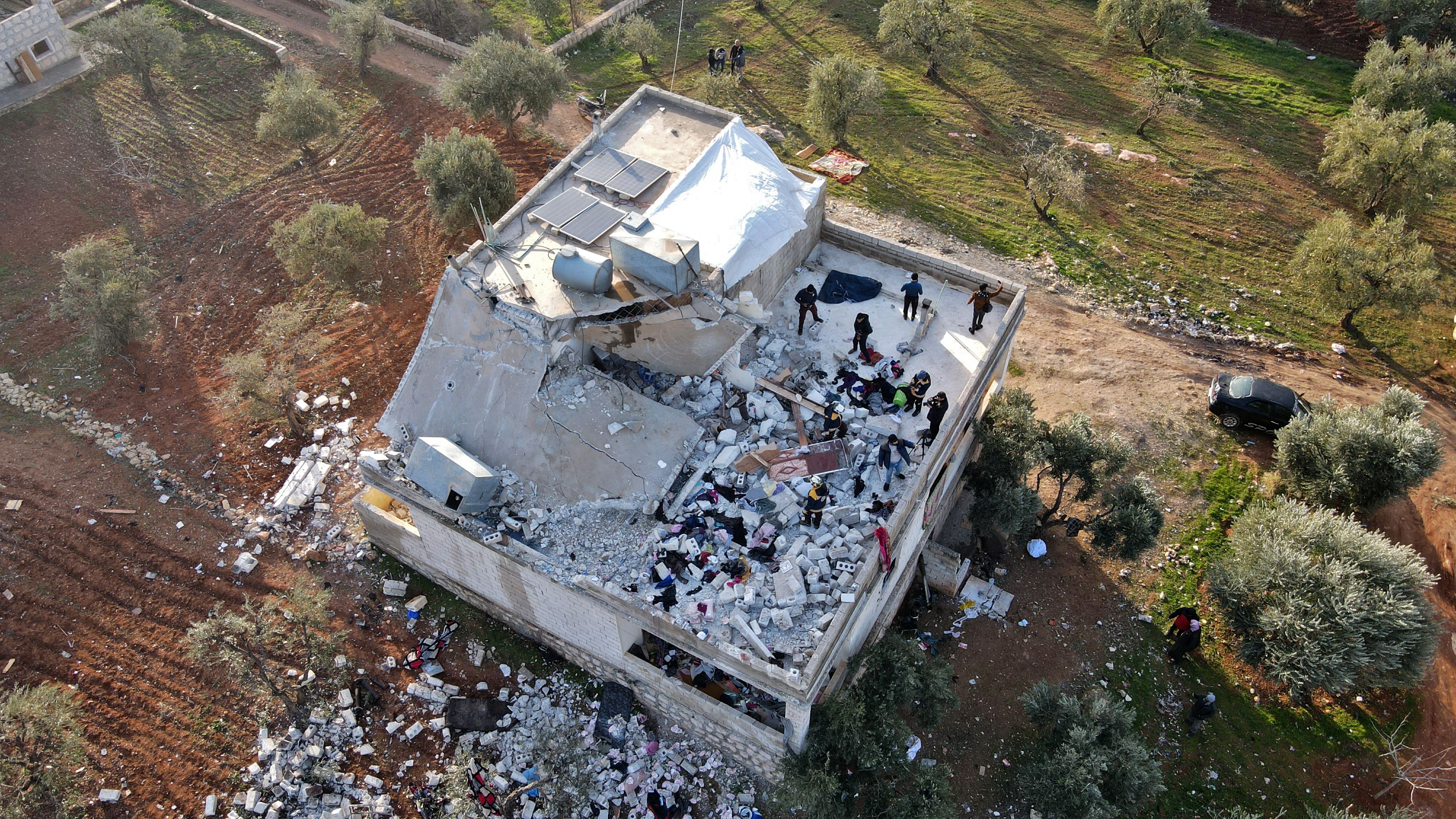 The house in which Isis leader Abu Ibrahim al-Hashimi al-Qurashi was killed