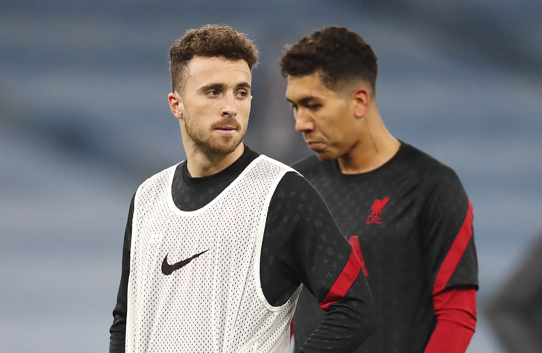 Liverpool forwards Diogo Jota and Roberto Firmino face a race to be fit for Sunday’s Carabao Cup final (Clive Brunskill/PA)