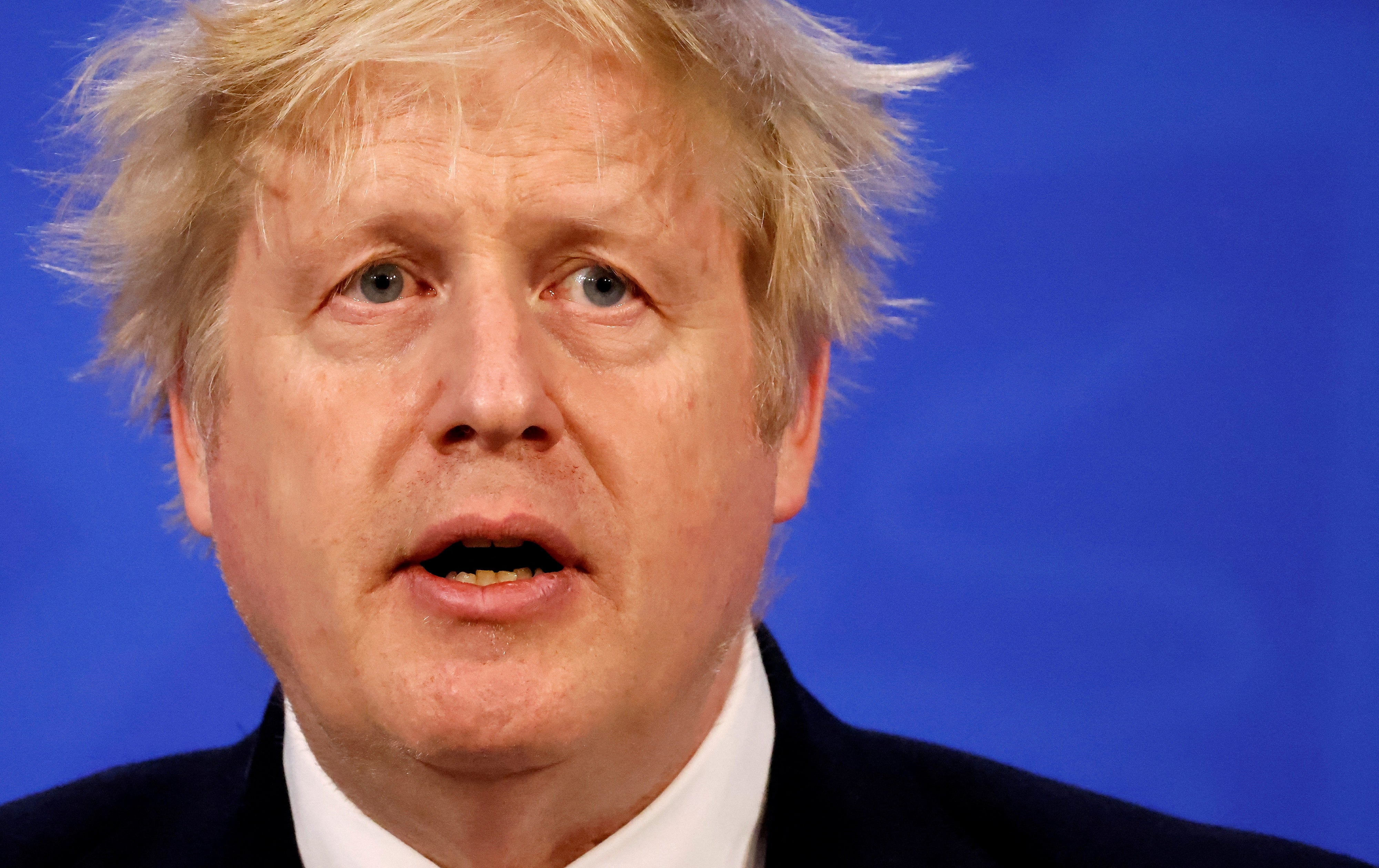 Boris Johnson during a news conference to outline the government’s new long-term coronavirus plan