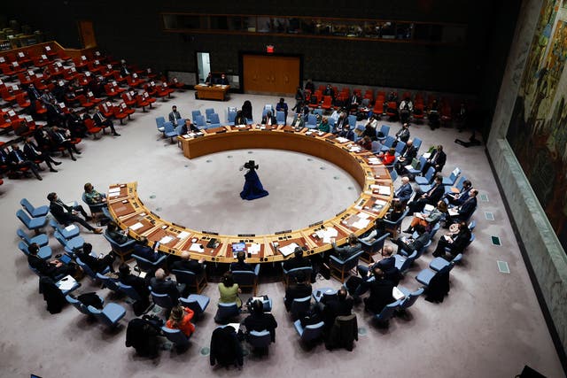 <p>Ukraine Ambassador to the United Nations Sergiy Kyslytsya addresses an emergency meeting of the UN Security Council on the situation between Ukraine and Russia at United Nations headquarters</p>
