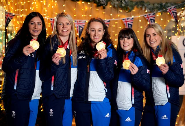 Eve Muirhead (left to right), Vicky Wright, Jennifer Dodds, Hailey Duff and Mili Smith won gold (John Walton/PA)