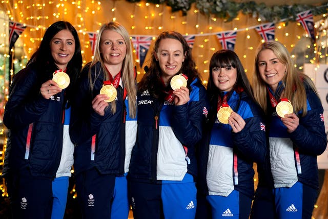 Eve Muirhead (left to right), Vicky Wright, Jennifer Dodds, Hailey Duff and Mili Smith won gold (John Walton/PA)