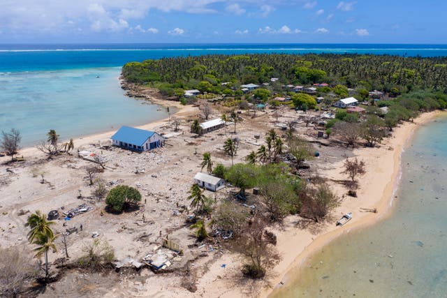 <p>Clearance operations on Atata Island in Tonga on 11 February, following the eruption of the Hunga Tonga-Hunga Ha’apai volcano and subsequent tsunami on 15 January</p>