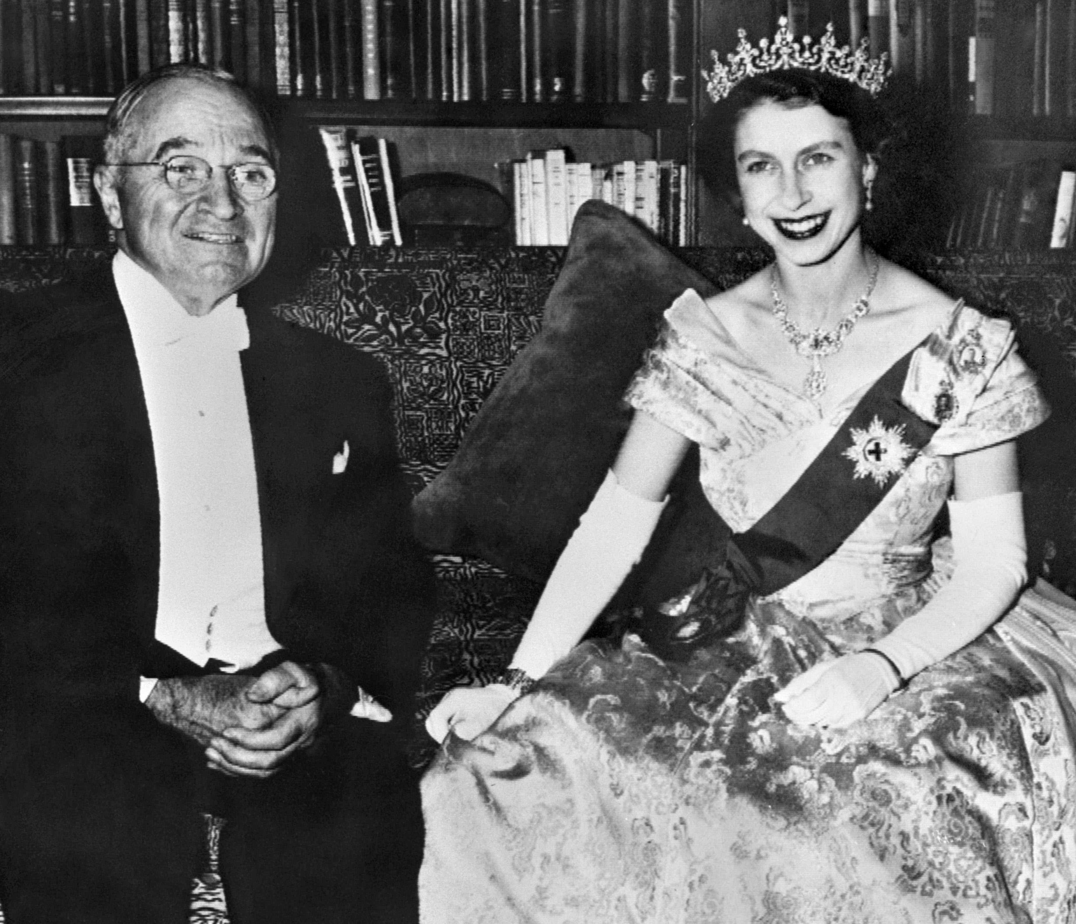 The then Princess Elizabeth poses with President Harry Truman in October 1951