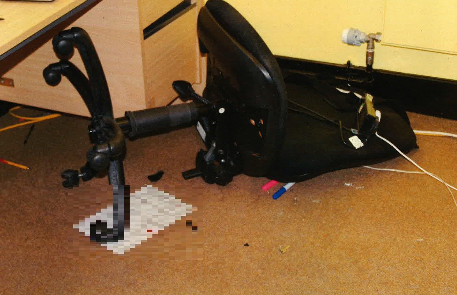 The office chair used in the assault on prison officer Paul Edwards (PA)