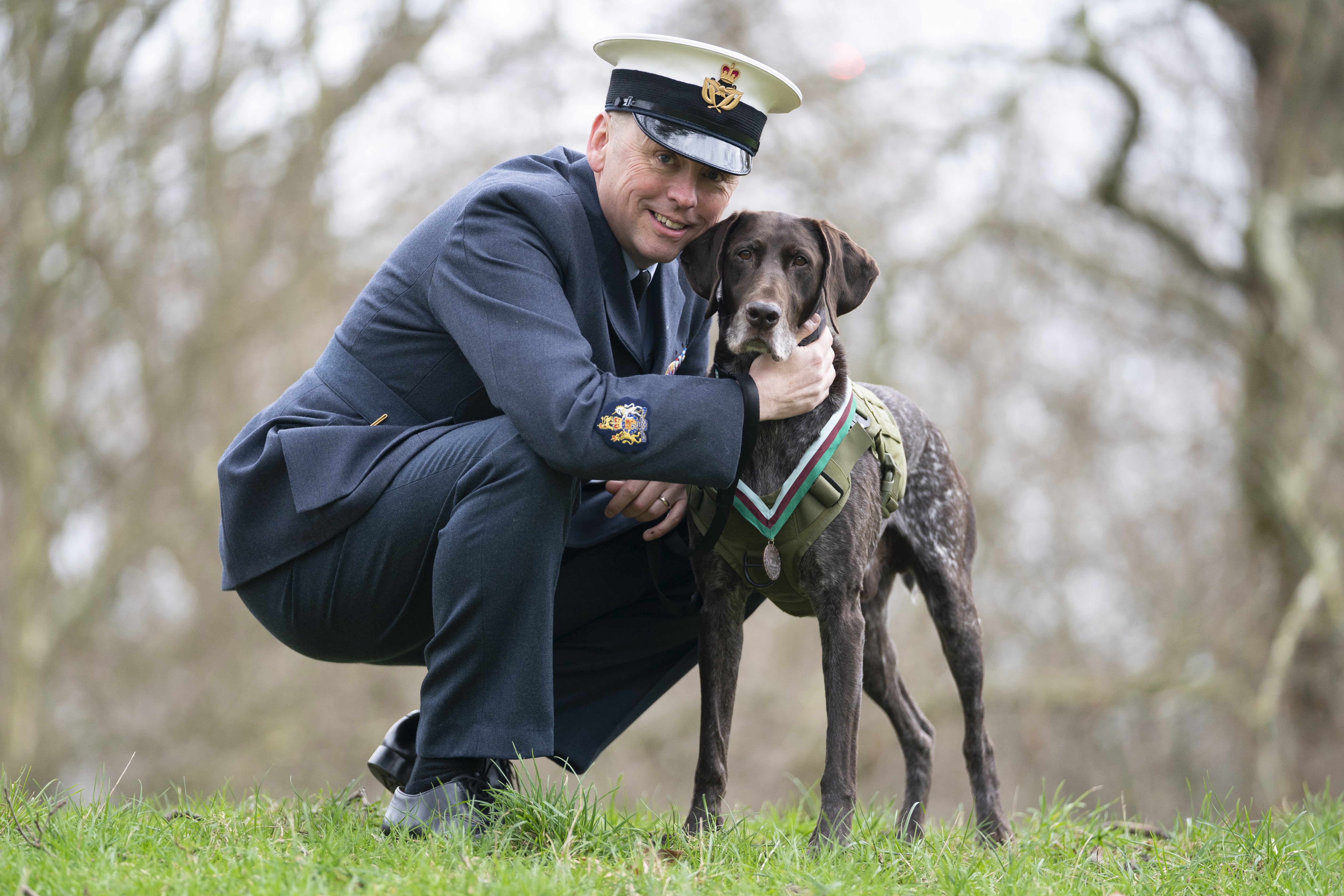 Hertz was trained to sniff out electronic devices by Warrant Officer Jonathan Tanner (Kirsty O’Connor/PA)