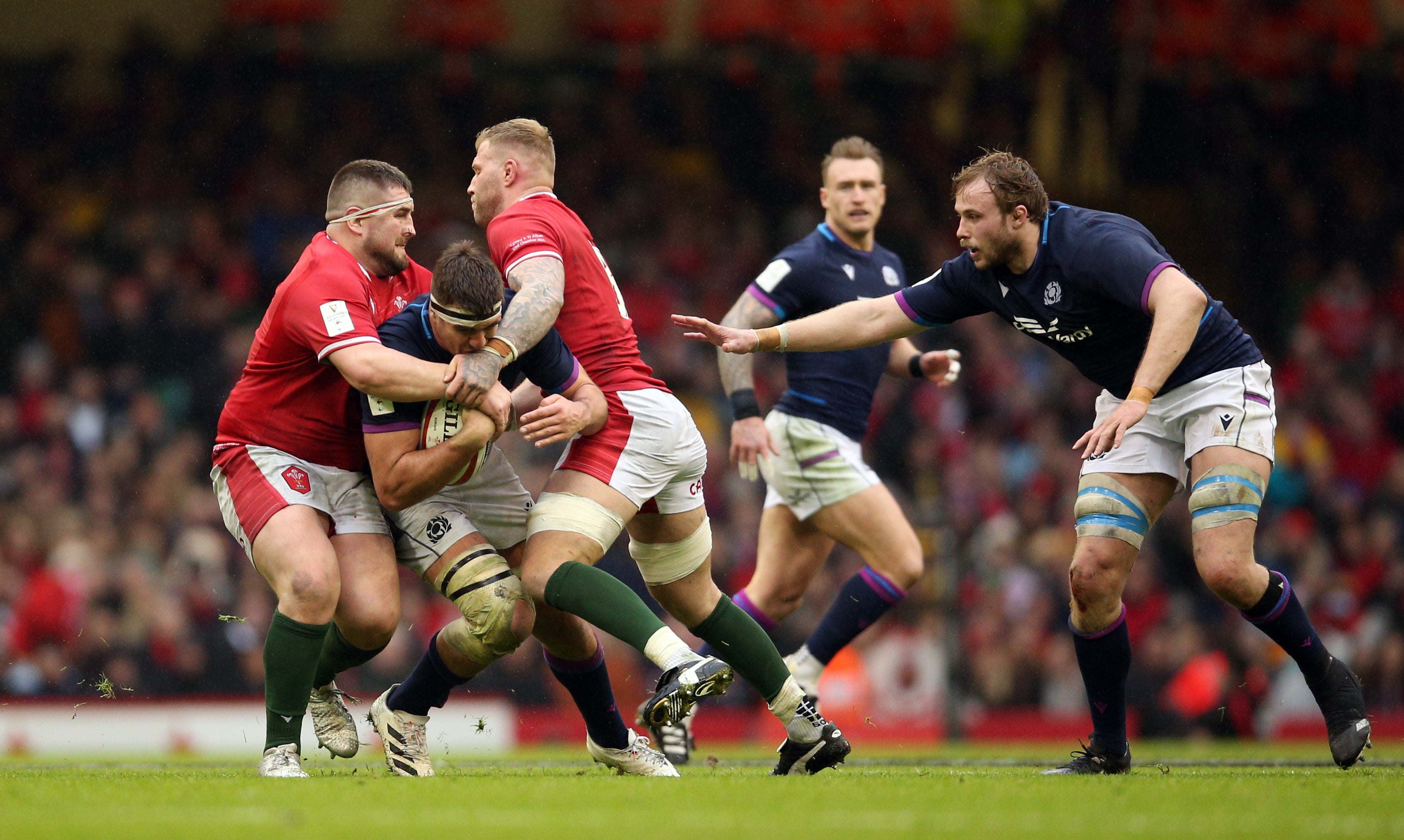 Sam Skinner was in the thick of it in Wales (Nigel French/PA)