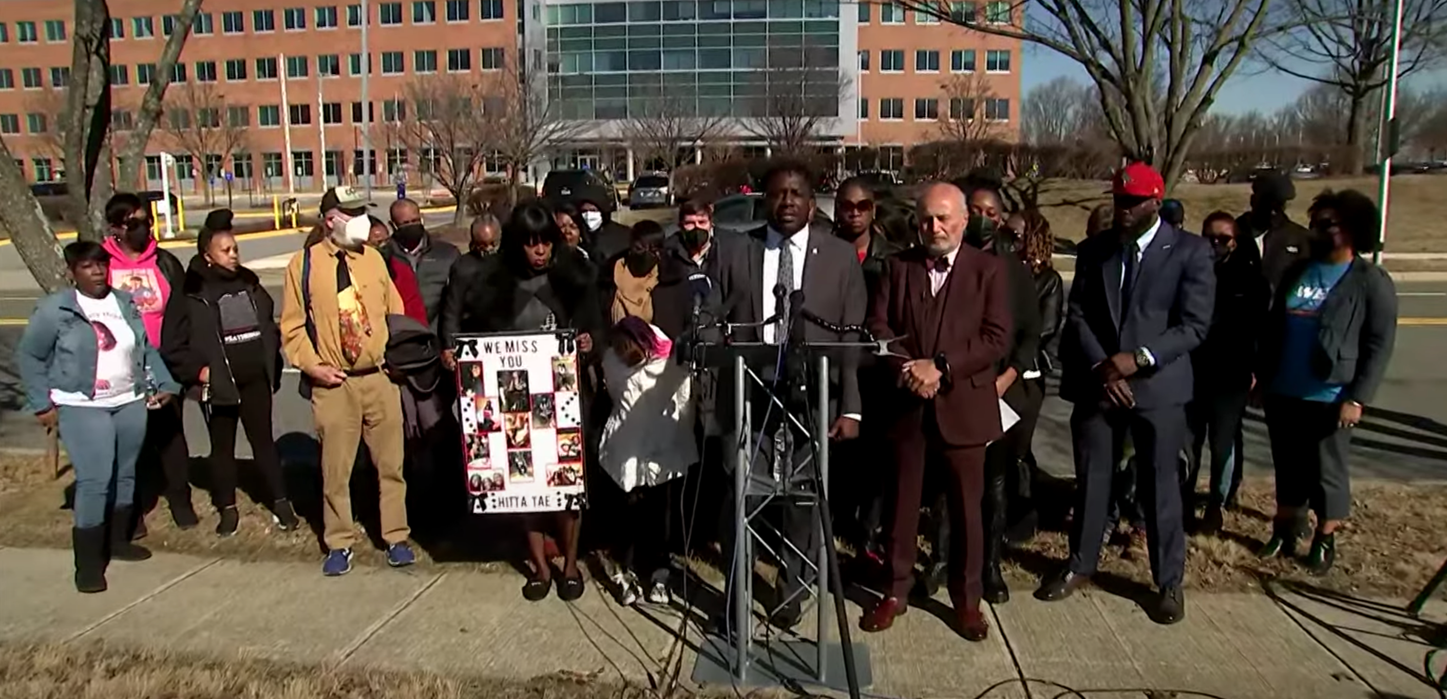 About two dozen family members and supporters of Demonte Ward-Blake took part in a news conference on Monday