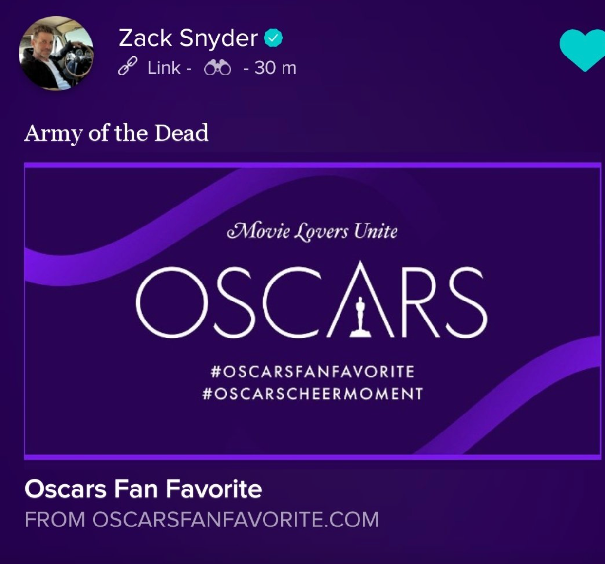 Zack Snyder’s loyal fans are now rallying to vote for ‘Army of the Dead’