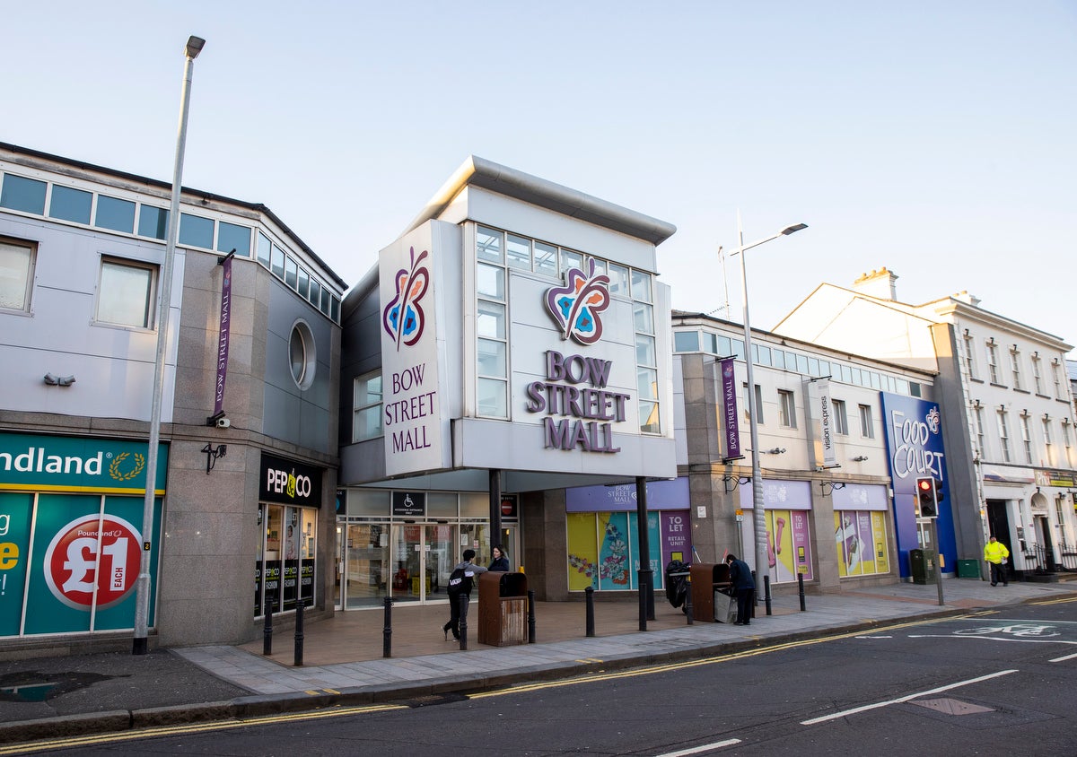 Lisburn’s Bow Street Mall where a 50-year-old had been arrested after reports of a man who was seen with a gun and a knife in the shopping centre. PA Photo. Picture date: Tuesday February 22 2021. See PA story ULSTER Mall. Photo credit should read: Liam McBurney/PA Wire