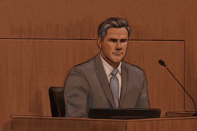 <p>Thomas Lane pictured in a court sketch as he testified at his trial</p>