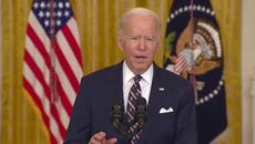 ‘Who in the Lord’s name does Putin think gives him the right’, says Joe Biden on imminent Russian invasion