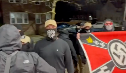 Neo-Nazis crashed a reading of the Communist manifesto on Monday, 21 February, 2022, in Providence, Rhode Island.