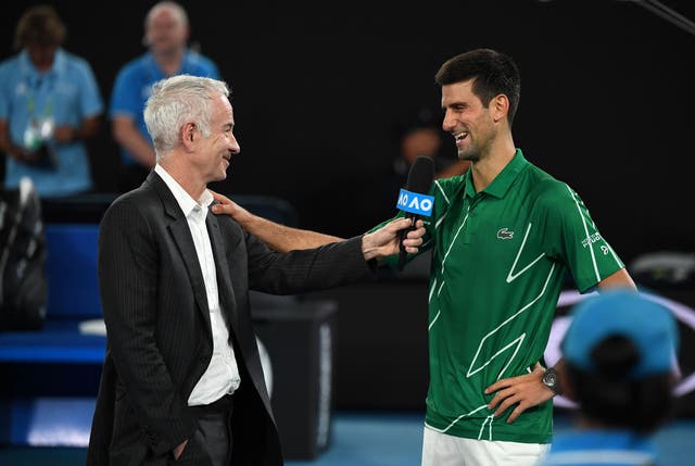 <p>John McEnroe (left) is pleased to see Novak Djokovic back playing </p>