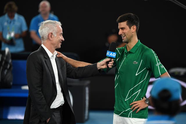 <p>John McEnroe (left) is pleased to see Novak Djokovic back playing </p>