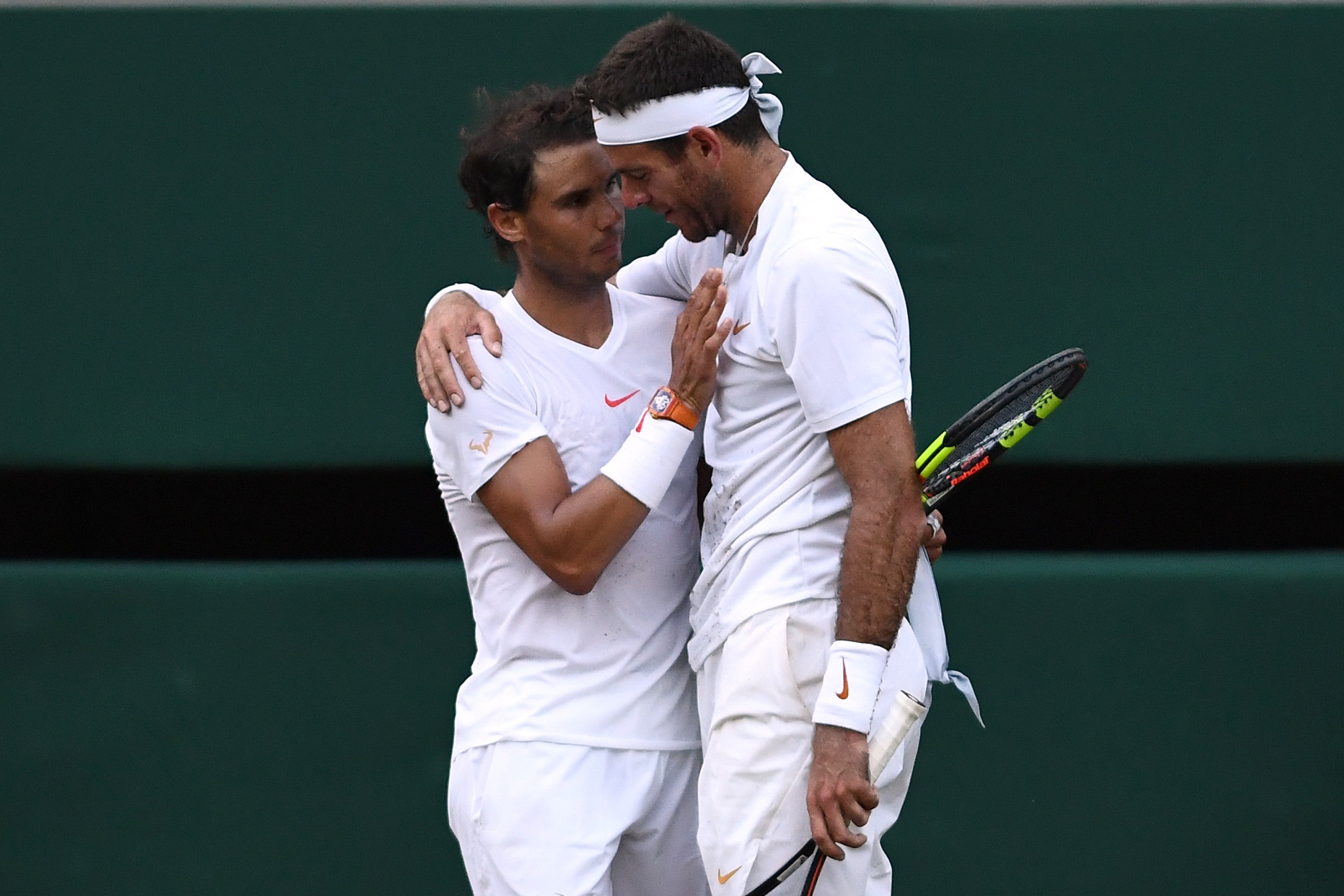 Rafael Nadal (left) has paid tribute to Juan Martin del Potro
