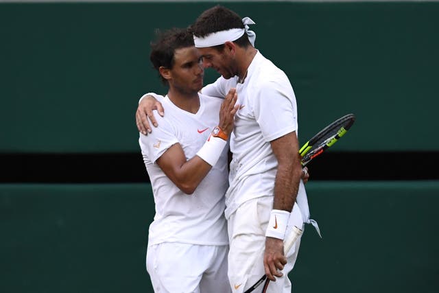 <p>Rafael Nadal (left) has paid tribute to Juan Martin del Potro </p>