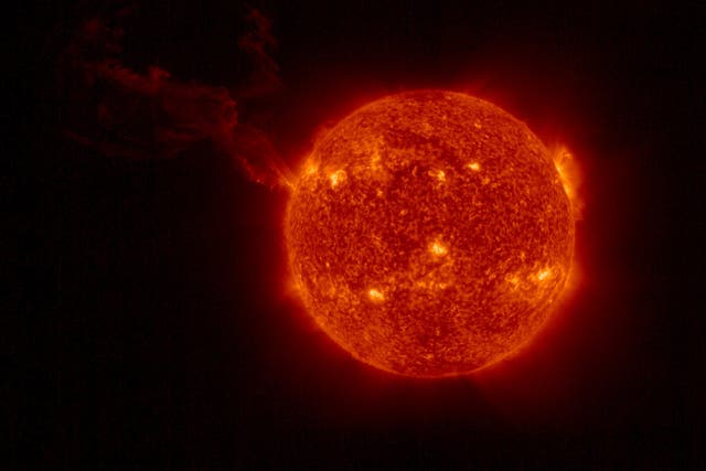 <p>File photo of the Full Sun Imager of the Extreme Ultraviolet Imager on board the ESA/NASA Solar Orbiter spacecraft capturing a giant solar eruption on 15 February 2022</p>