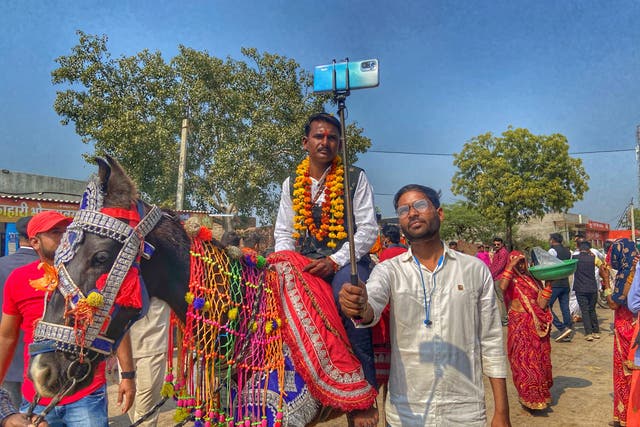 <p>Manoj Bairwa, a Dalit man from Rajasthan breaks the taboo and rides a horse for his wedding, an act that has often led to violence from upper caste groups</p>