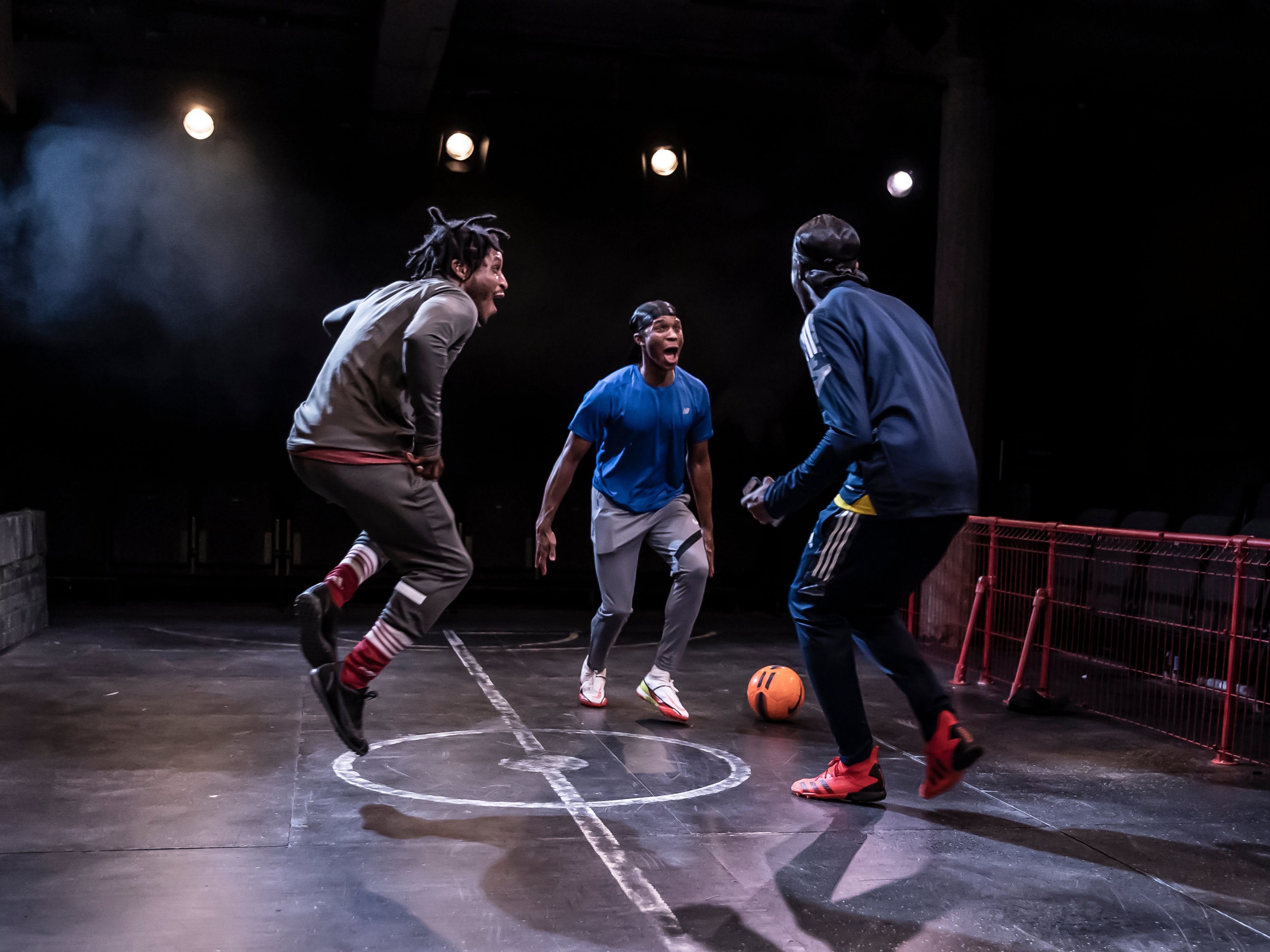 From L-R: Francis Lovehall, Kedar Williams-Stirling and Emeka Sesay in ‘Red Pitch’