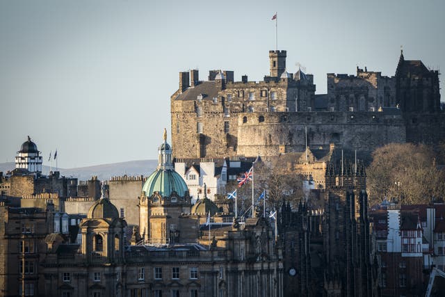 Edinburgh Castle has closed its doors to visitors temporarily for safety reasons due to strong winds battering the Scottish capital (Jane Barlow/PA)