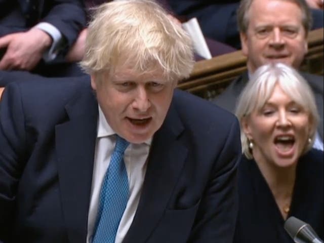 <p>Boris Johnson and Nadine Dorries at PMQs</p>