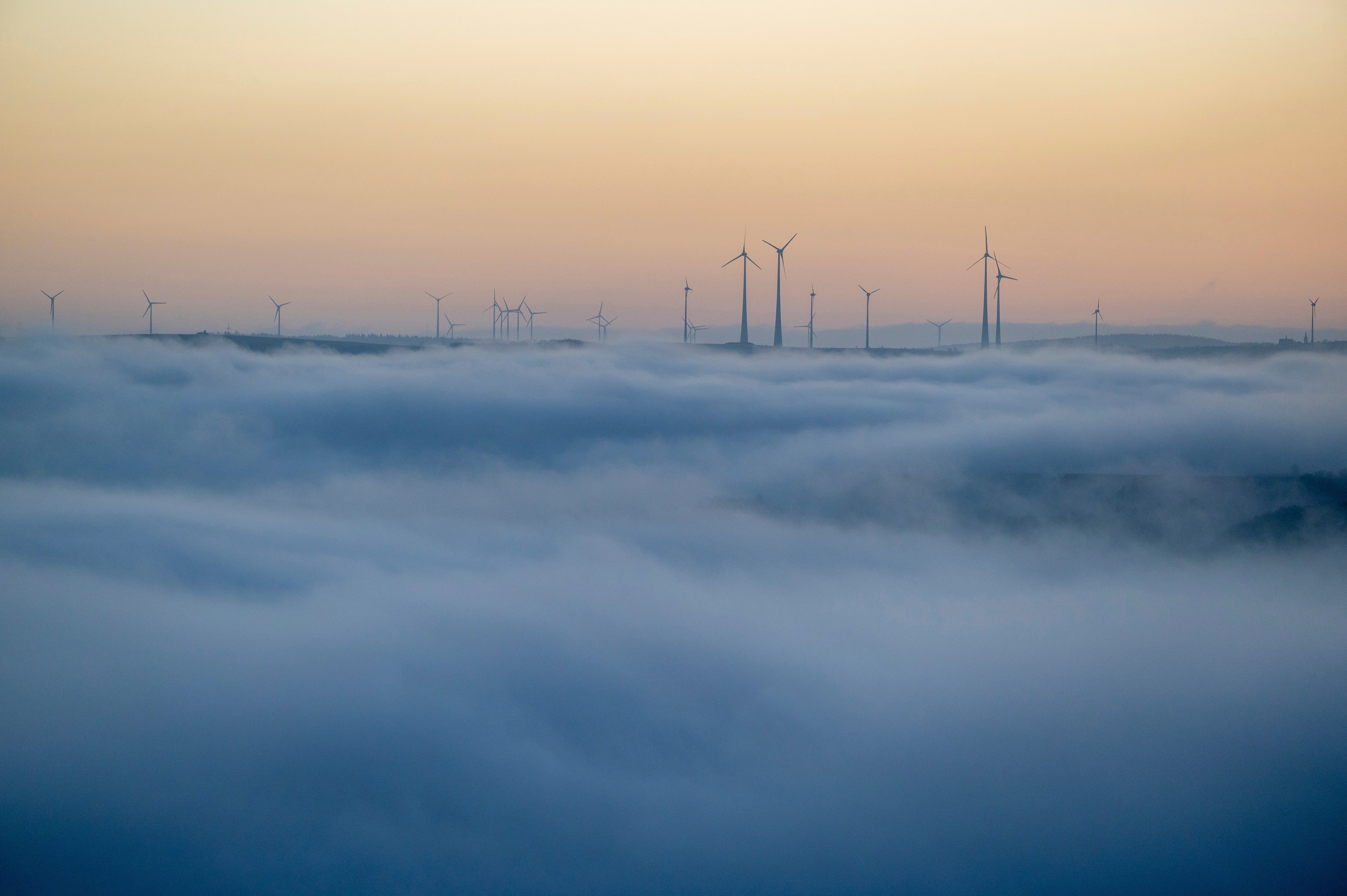 <p>Wind turbines near the city of Trier, Germany. The US is holding its largest ever sale of offshore wind leases on Wednesday </p>
