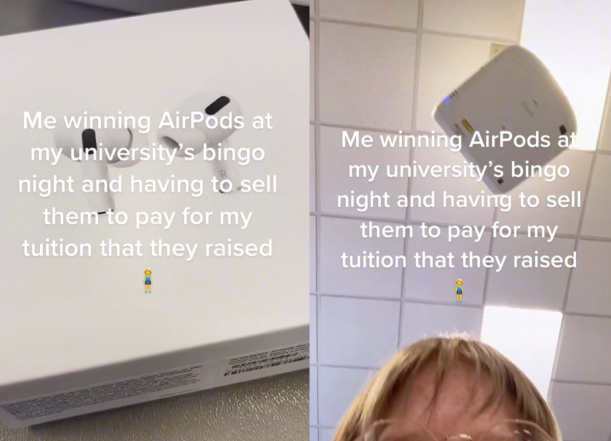 Student sparks debate for selling AirPods she won at her university&rsquo;s raffle to help pay her tuition