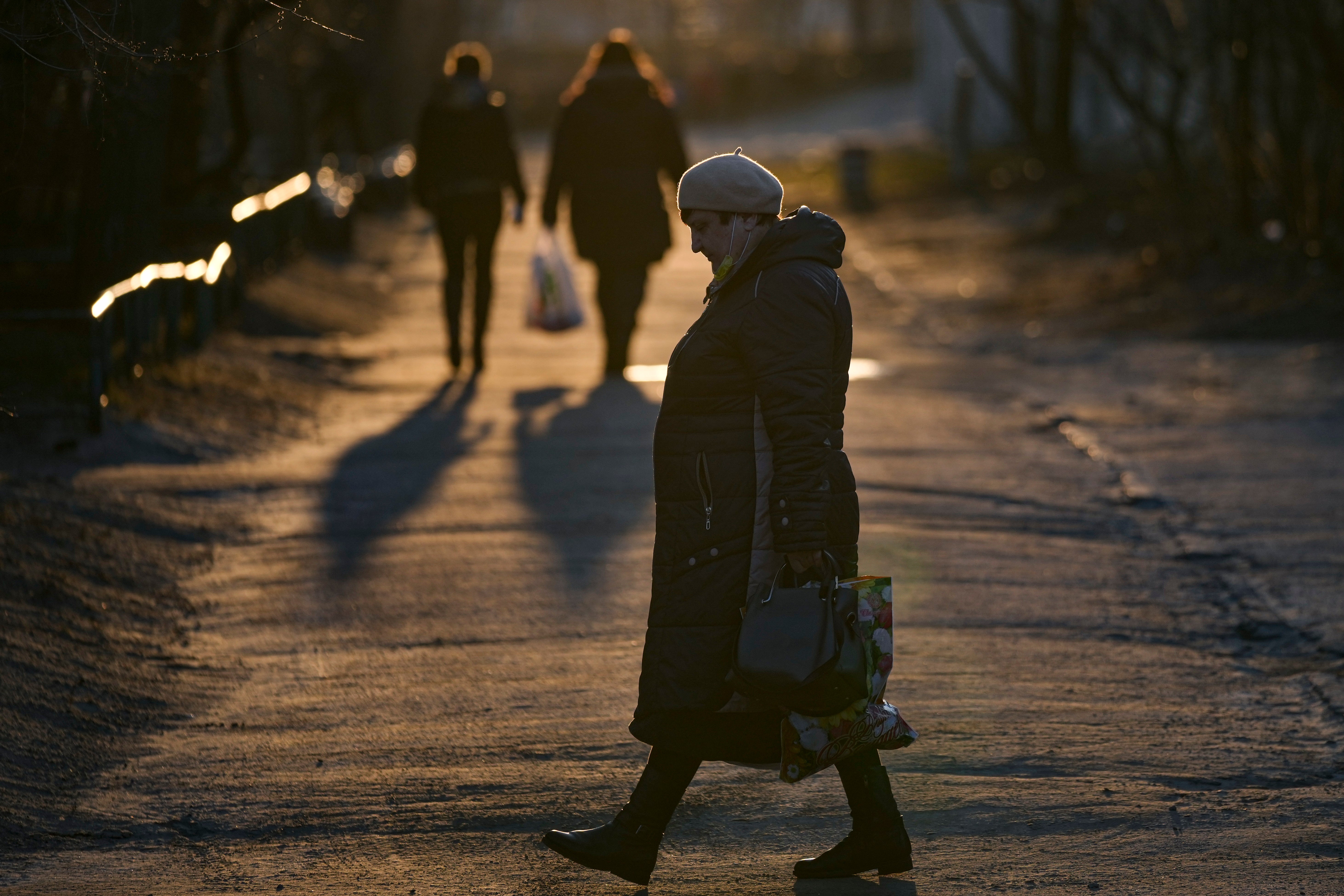 A woman walks in Sievierodonetsk, Luhansk region, eastern Ukraine on Wednesday