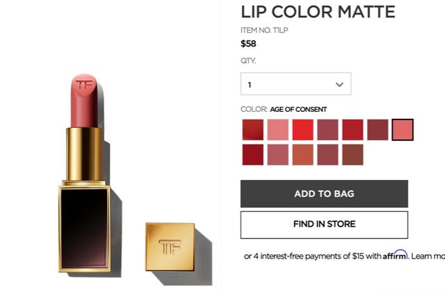 <p>Tom Ford faces backlash over lipstick shade names</p>