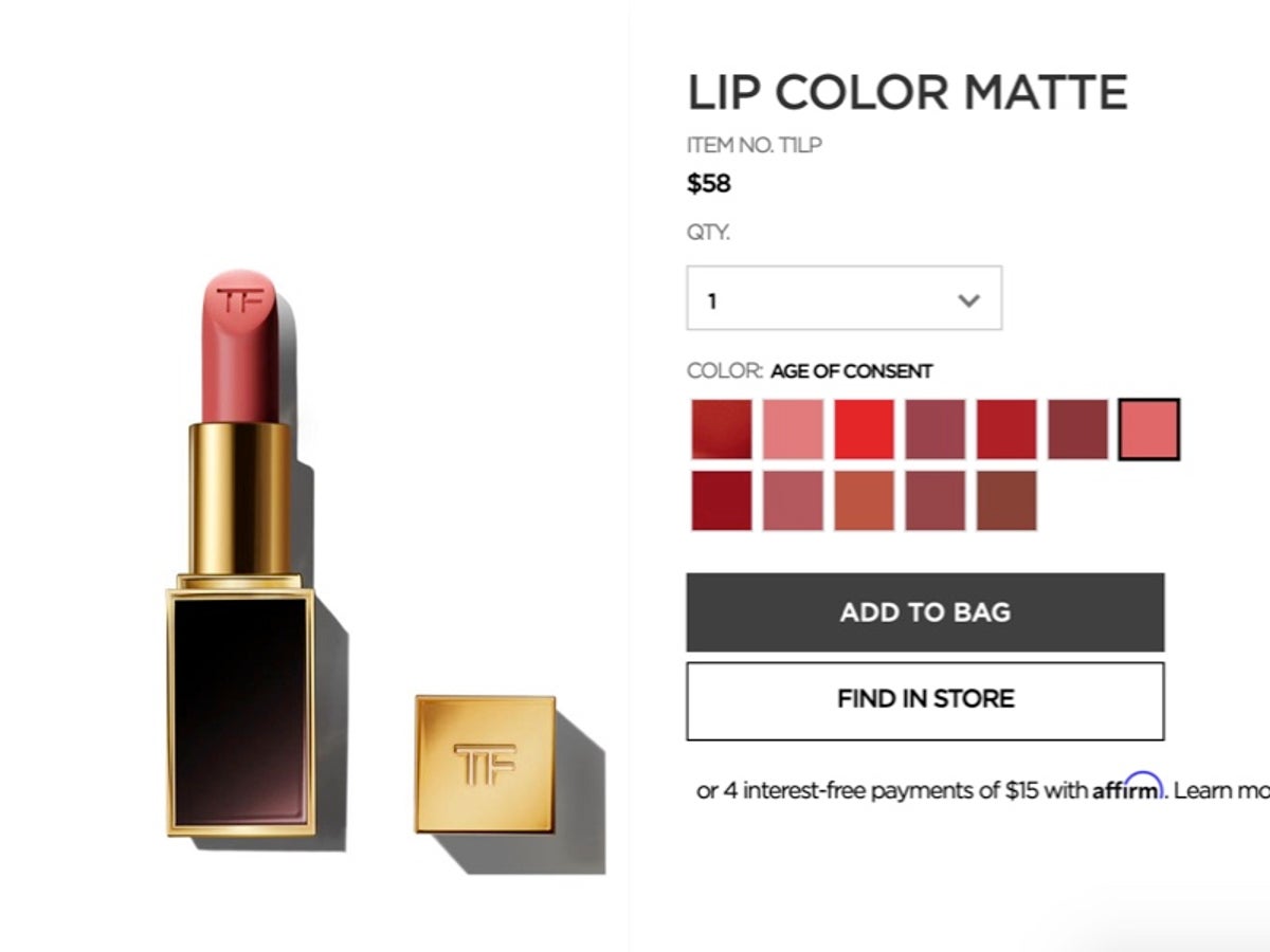 Tom Ford faces backlash over 'disturbing' lipstick shade names | The  Independent