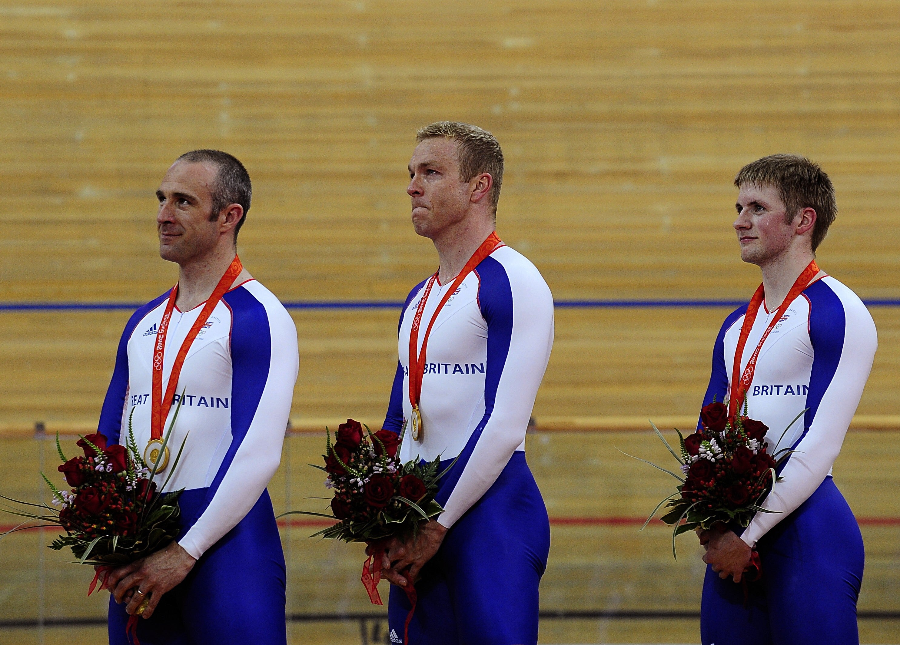 Kenny, right, won his first Olympic gold in Beijing alongside Jamie Staff, left, and Chris Hoy (John Giles/PA)