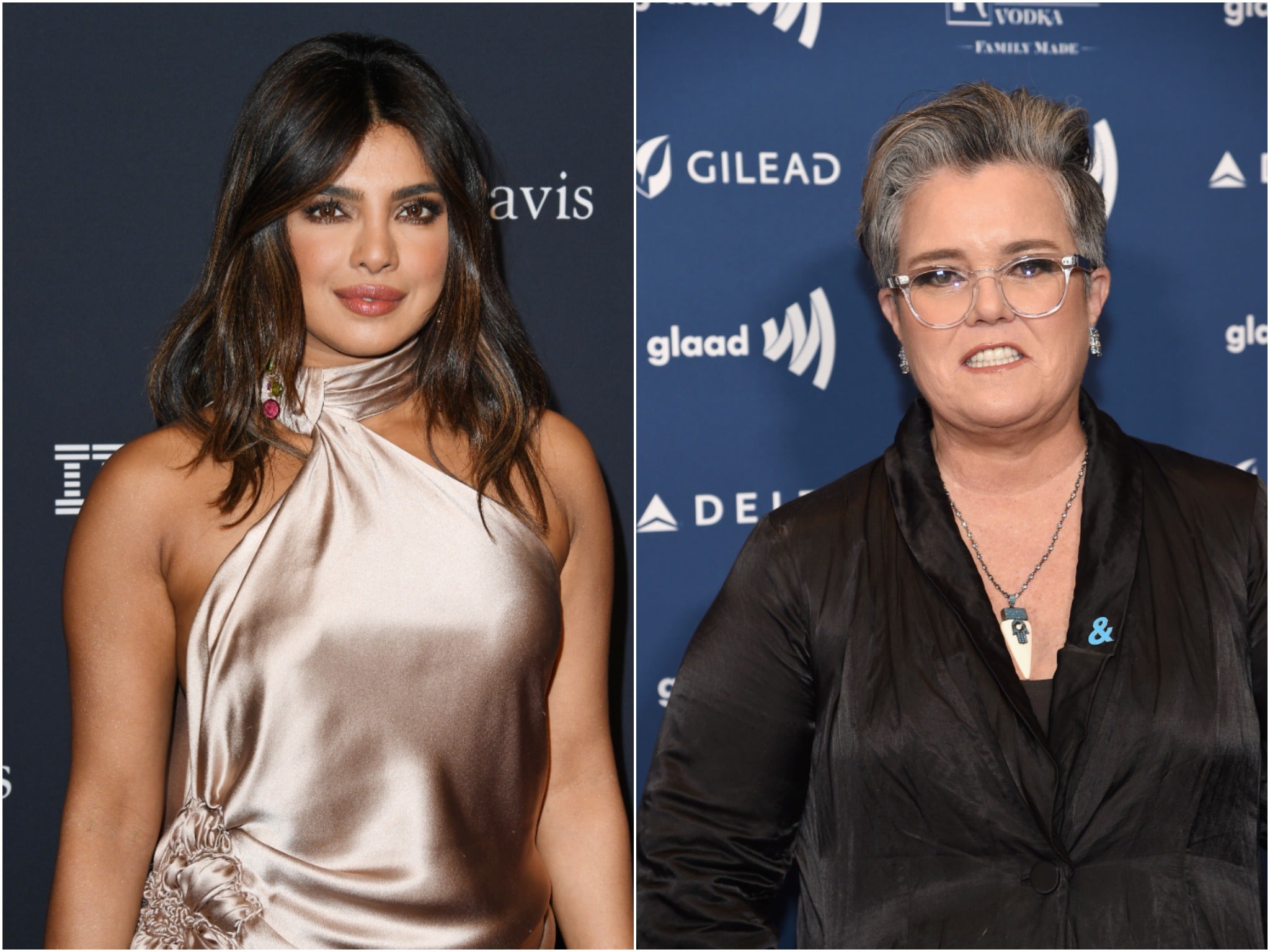 <p>Priyanka Chopra (left) and Rosie O’Donnell </p>