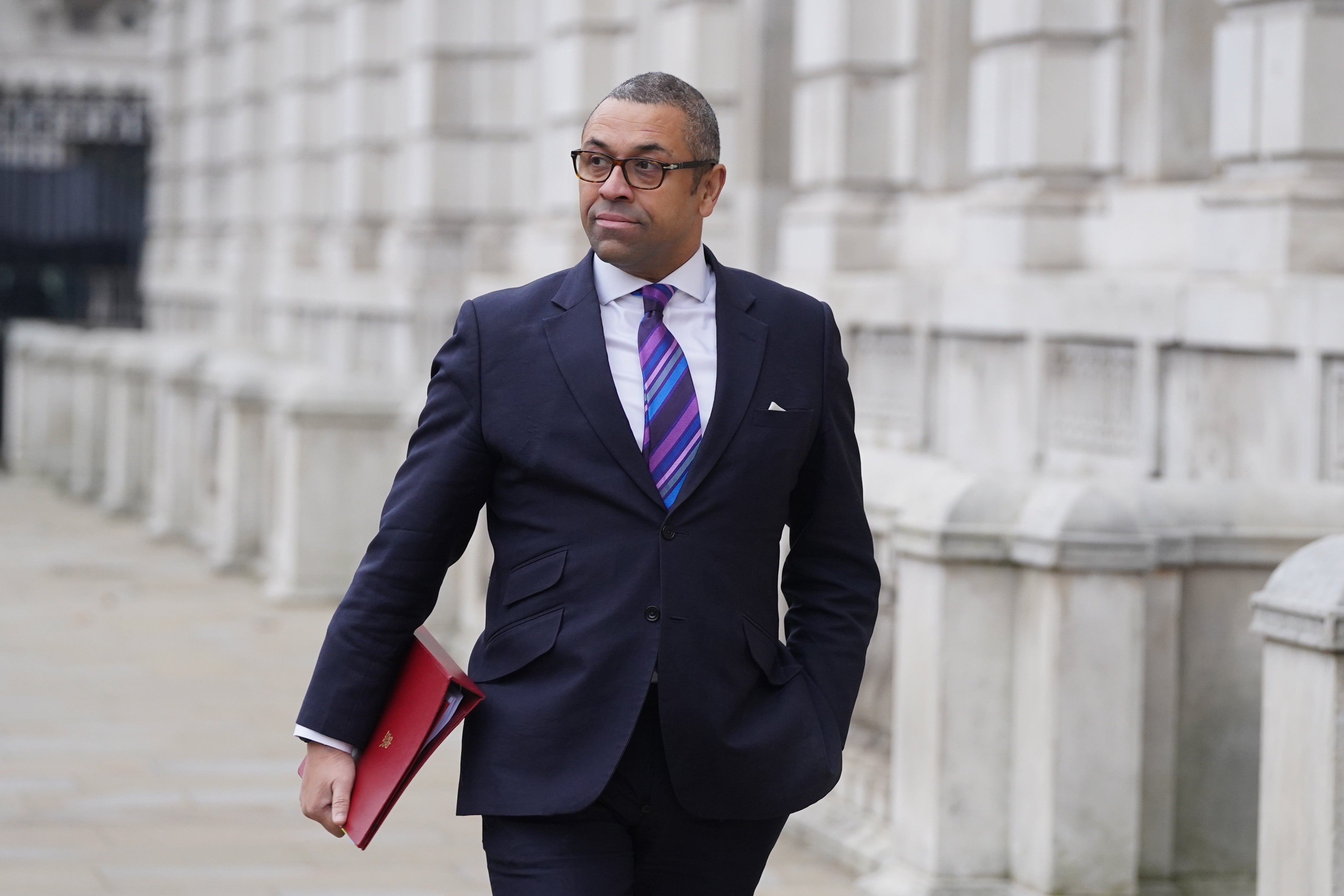 Foreign Office minister James Cleverly said Russian President Vladimir Putin used ‘bully’ tactics in his televised attempts to justify invading Ukraine (Stefan Rousseau/PA)