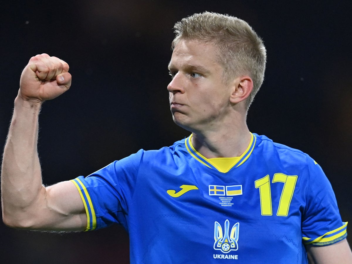 Ukraine National Team Match Issue vs England FOOTBALL SHIRT Joma #17  Zinchenko