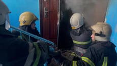 Ukraine: Firefighters battle apartment block blaze after reported Russian missile attack