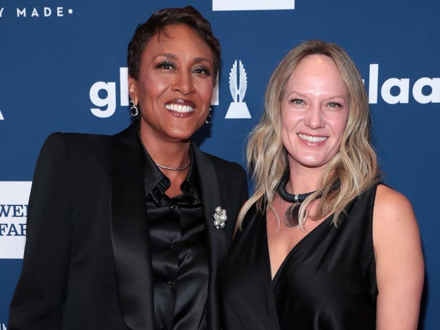 <p>Robin Roberts and Amber Laign attend the 29th Annual GLAAD Media Awards on 5 May 2018 in New York City</p>