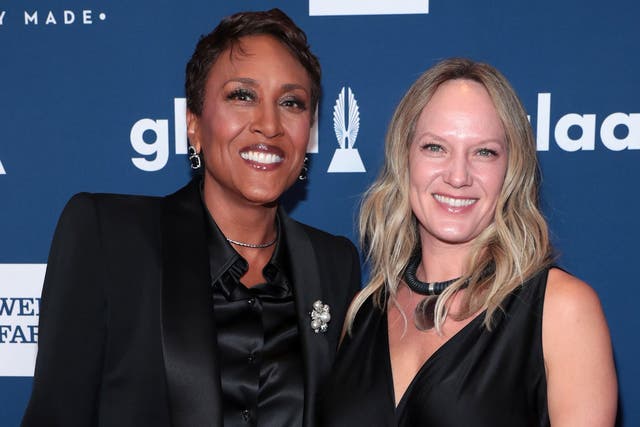 <p>Robin Roberts and Amber Laign attend the 29th Annual GLAAD Media Awards on 5 May 2018 in New York City</p>