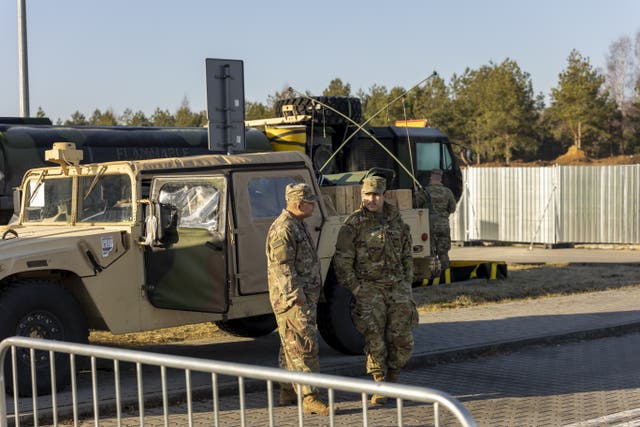 <p>A view of US Military Base at Poland-Ukraine border is seen in Rzeszow, Poland on 23 February 2022</p>