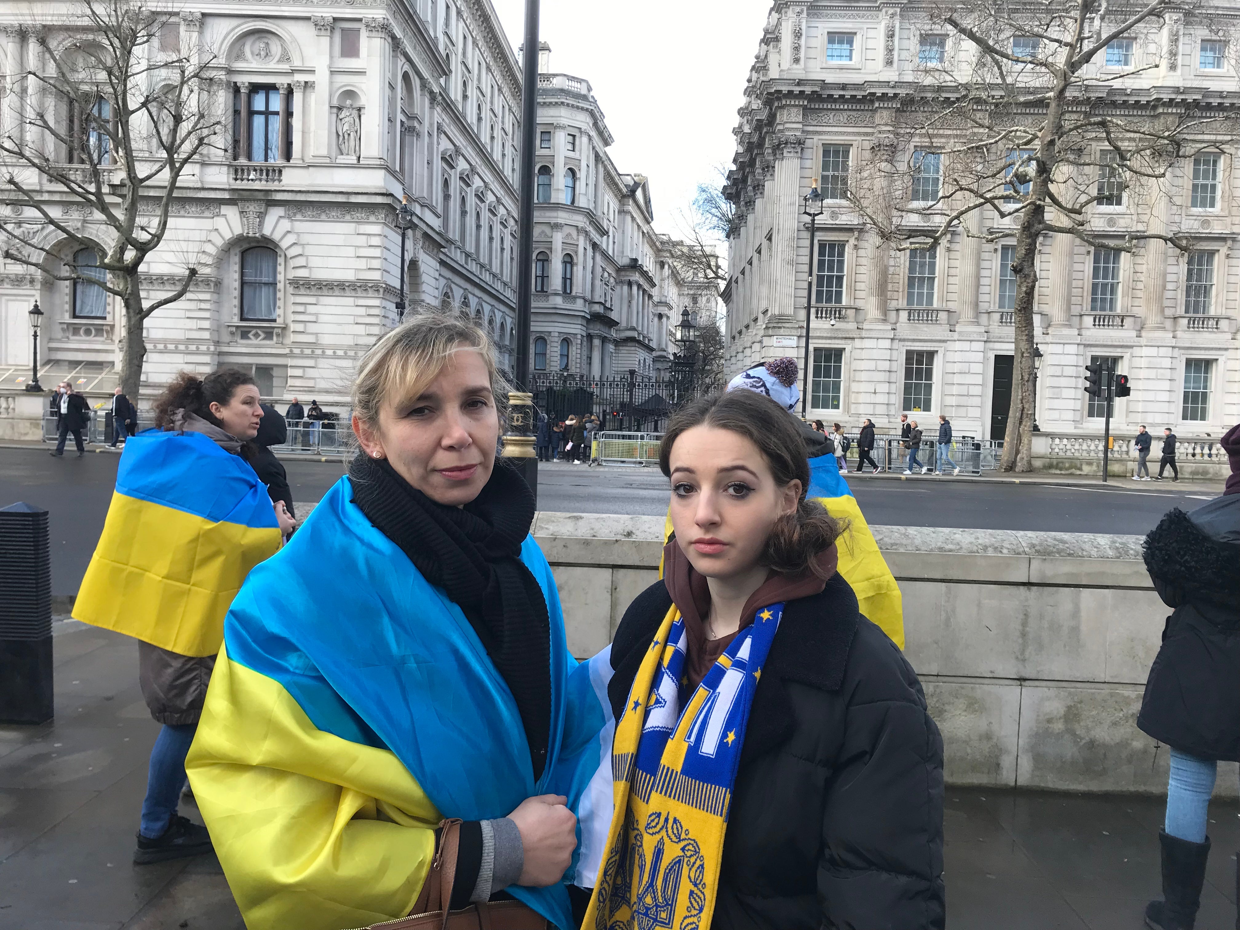 Iryna Estevez (left) spoke of her horror at what is happening in Ukraine