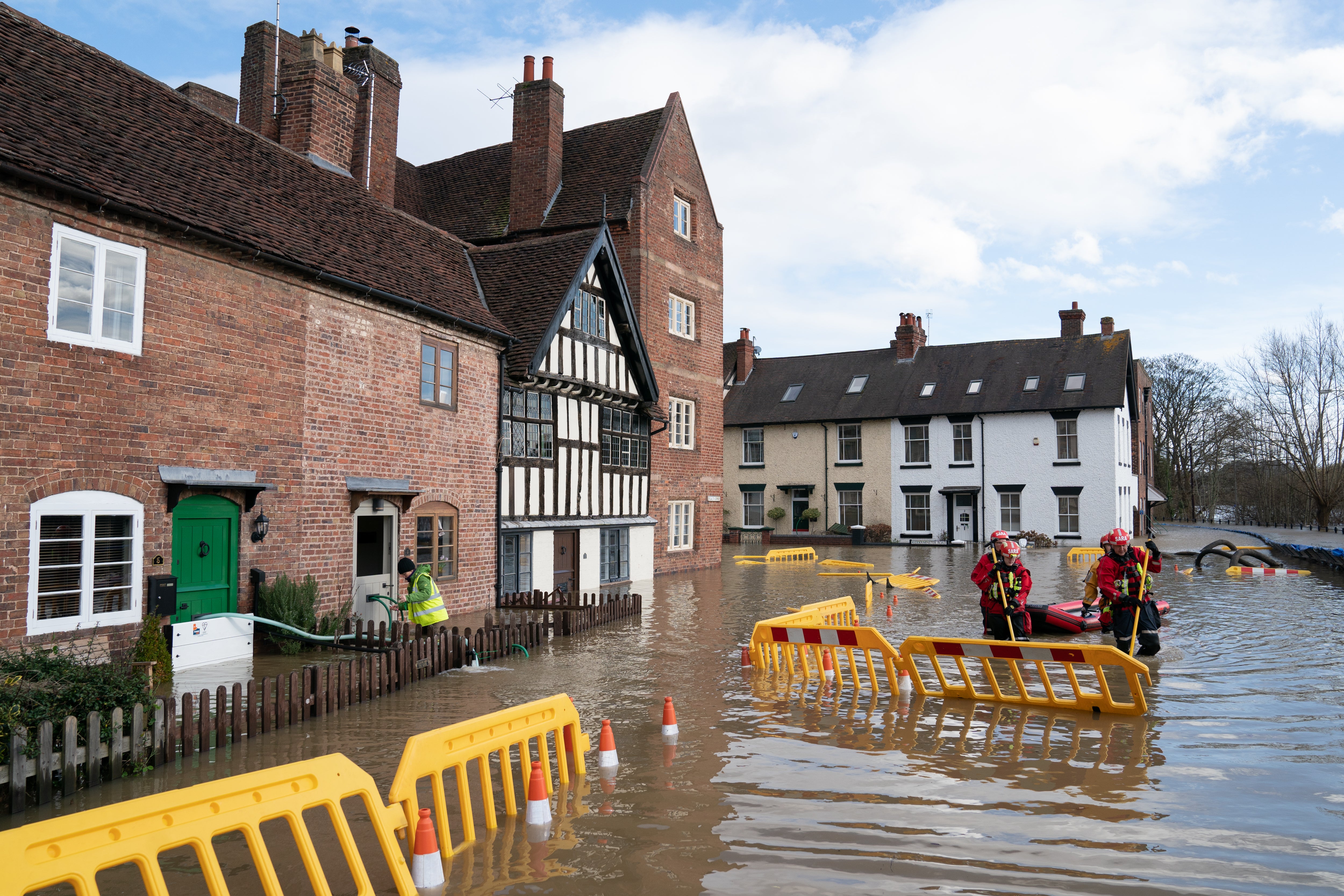 Search and rescue teams have checked on residents in Bewdley, in Worcestershire, where floodwater from the River Severn has breached the town’s flood defences (Joe Giddens/PA)
