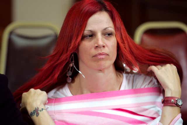 <p>Scott Peterson juror Richelle Nice, pictured in 2004, has  been giving evidence in a retrial hearing </p>